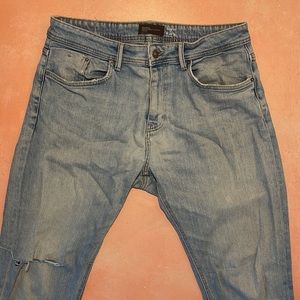 Bershka Denim Man Straight Leg Slim Fit Light Medium Wash Jeans 34 x 34
